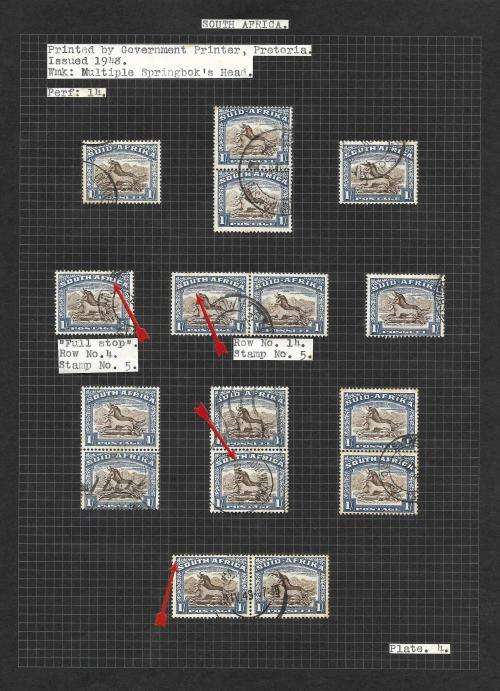 South Africa - union pictorial 1s study B (hyphenated), including varieties (9 pages)