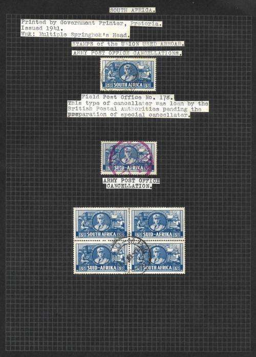 South Africa - union study A, including used abroad + varieties (5 pages)