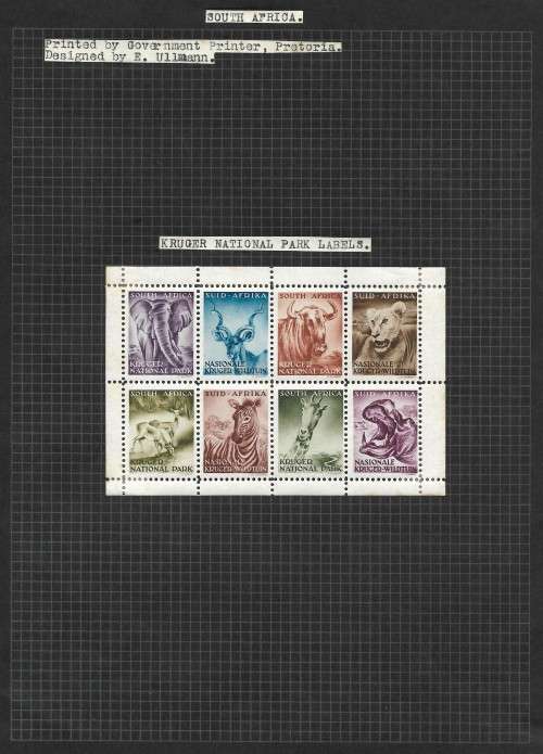 South Africa - animal definitive scarce Skukuza FDC + complete label sheet (2 pages)