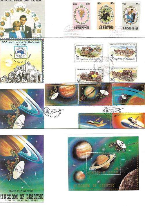 Lesotho - selection of FDCs, including with Princess Diana and Disney characters (40 covers)