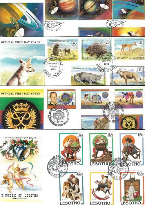Lesotho - selection of FDCs, including with Princess Diana and Disney characters (40 covers)