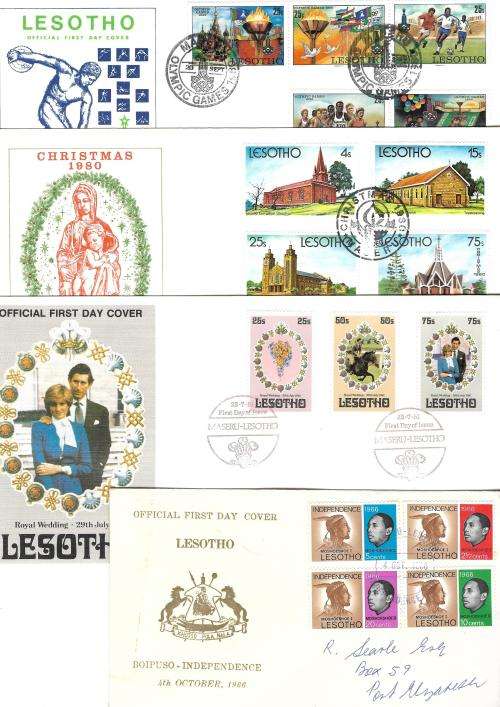 Lesotho - selection of FDCs, including with Princess Diana and Disney characters (40 covers)
