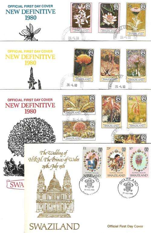 Swaziland - selection of year pack, covers and stamps, some with Princess Diana