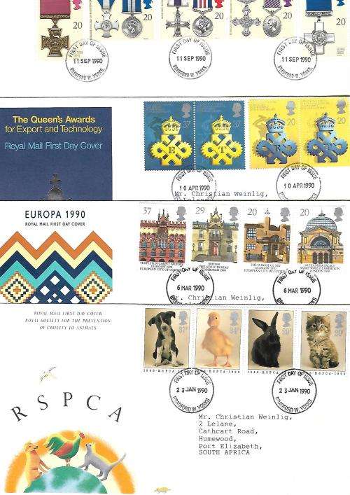 Great Britain bulk - first day covers 1990 - 1992 (21 covers, catalogued £ 50+)