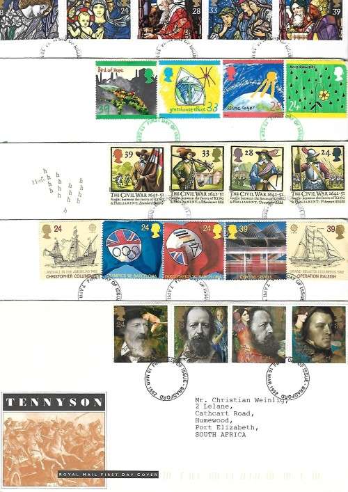 Great Britain bulk - first day covers 1990 - 1992 (21 covers, catalogued £ 50+)