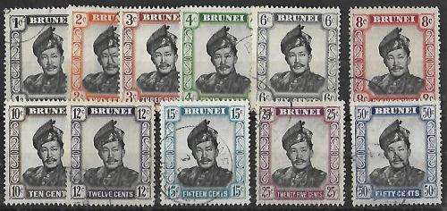 Brunei - 1952-58 sultan definitive selection (SG100 - 110)