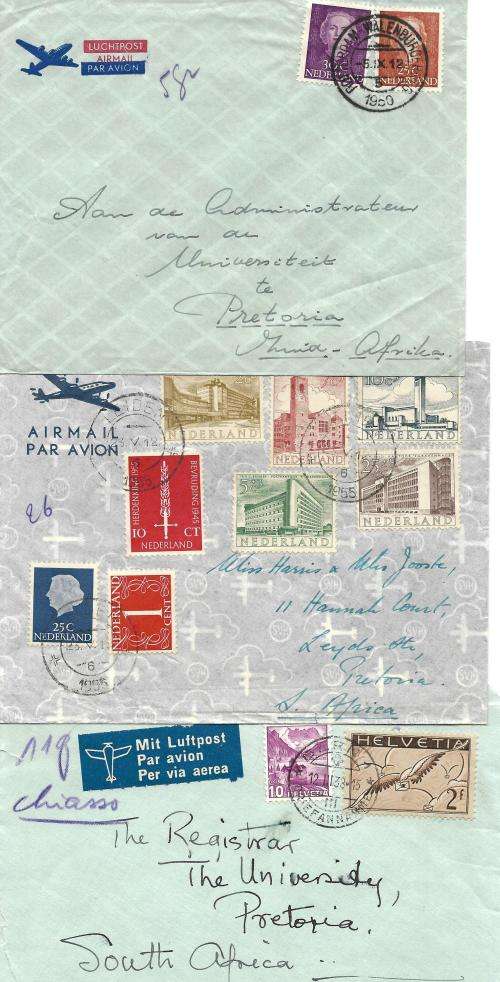 Airmail covers - Netherlands (2 x 1912) and Switzerland (1915)