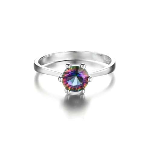 Sterling Silver S925 Rainbow Mystic Quartz Ring