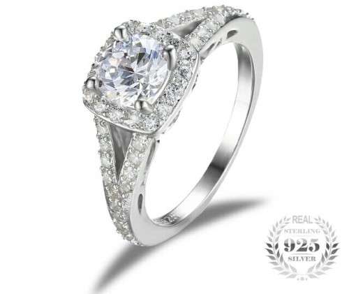**ABSOLUTELY GORGEOUS**2.2 CARAT HALO SOLITARY RING STERLING SILVER SIZE 5/15.7MM