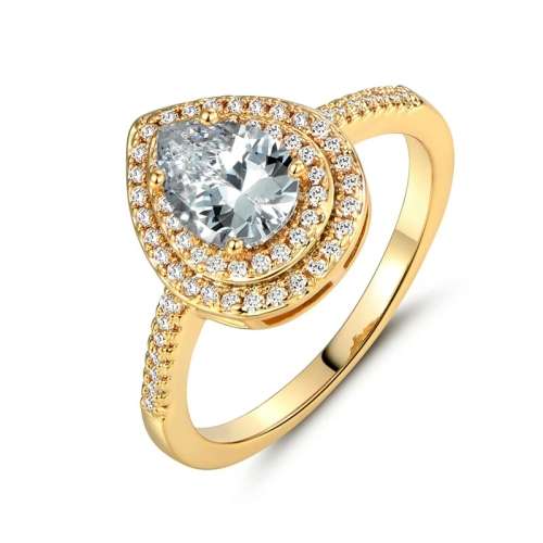 **ABSOLUTELY GORGEOUS**GOLD PLATED WATER DROP RING O/7/17.3MM