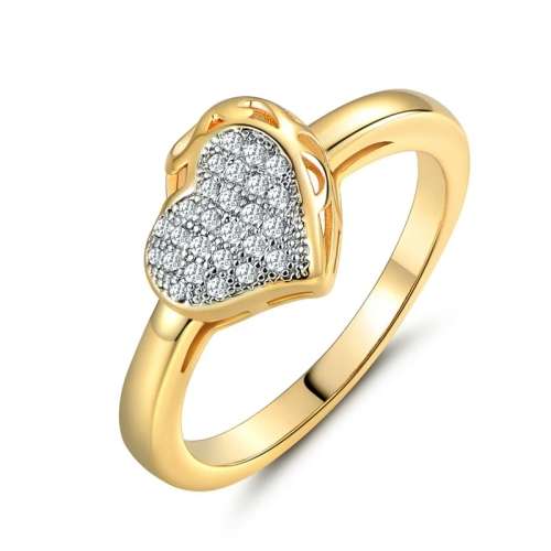 **ABSOLUTELY GORGEOUS**GOLD PLATED WITH WHITE CUBIC ZIRCONIA HEART RING M/6/16.5MM