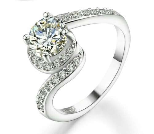 **ABSOLUTELY GORGEOUS**PLATINUM PLATED SWIRL RING M/6/16.51MM