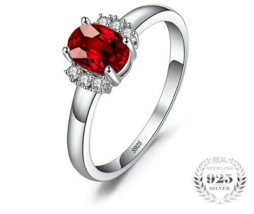 Sterling Silver Natural Red Garnet Ring