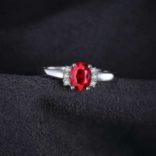 Sterling Silver Natural Red Garnet Ring