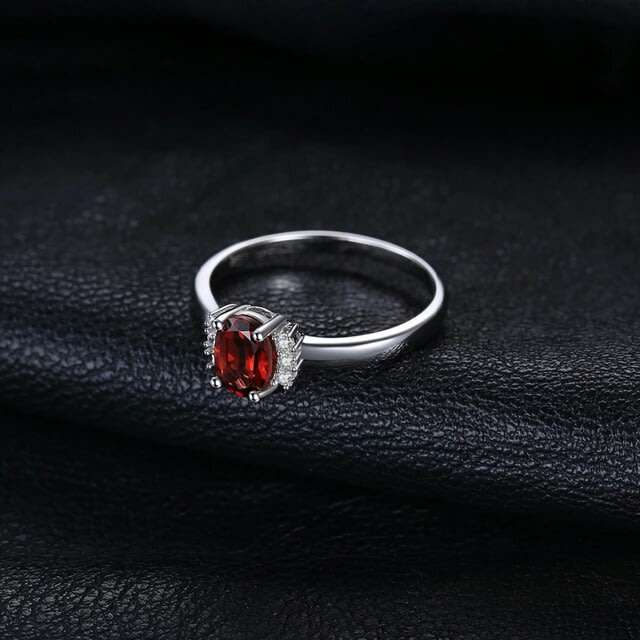 Sterling Silver Natural Red Garnet Ring