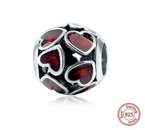 BEAUTIFUL 925 STERLING SILVER RED ENAMEL HEART CHARM