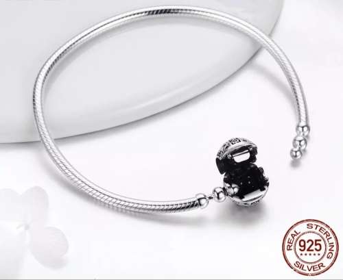 925 Genuine Sterling Silver Sparkly Charm Bracelet