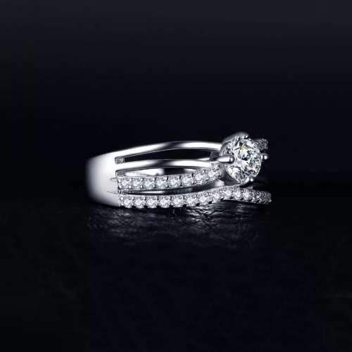 Genuine Sterling Silver Cubic Zirconia Engagement Ring