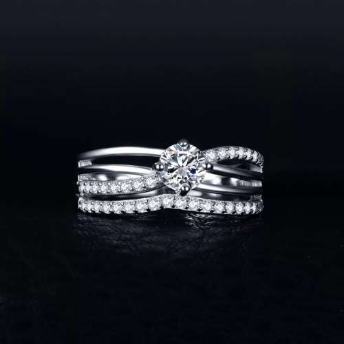 Genuine Sterling Silver Cubic Zirconia Engagement Ring