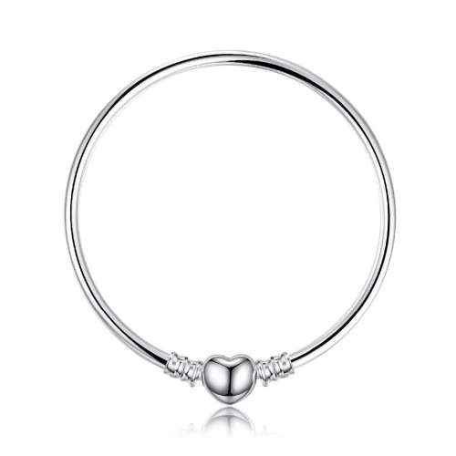 Sterling Silver Bangle Heart Charm Bracelet