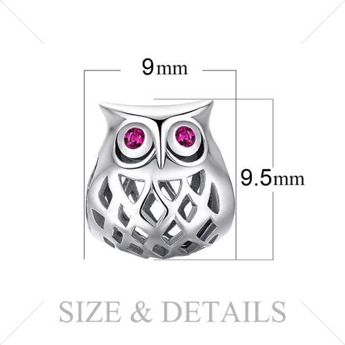 925 Genuine Sterling Silver Hallow Owl Charm