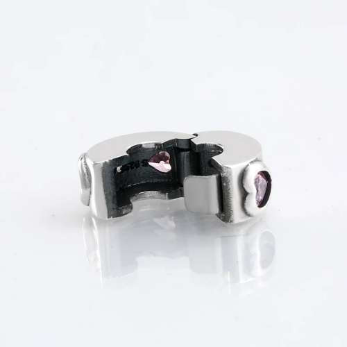 925 Genuine Sterling Silver Pink Heart Charm