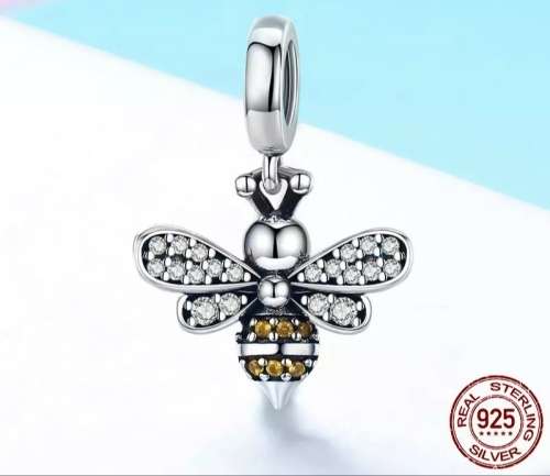 925 Sterling Silver Crystal Bee Charm