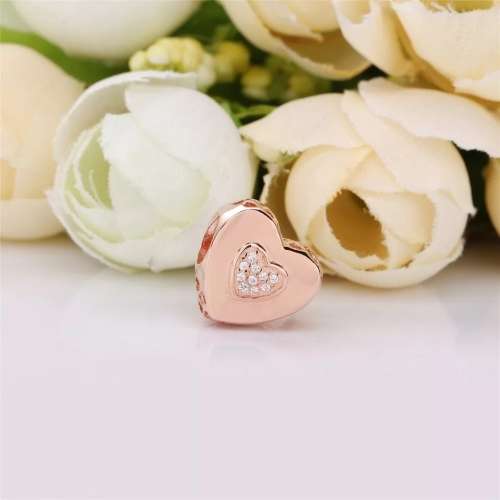 925 Sterling Silver Rose Gold Heart Charm