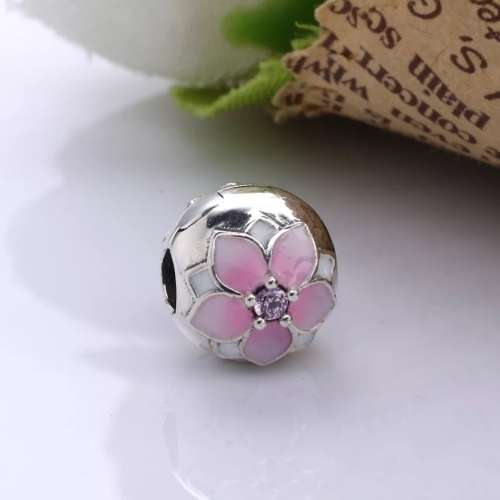 NEW 100% 925 Sterling Silver Magnolia Bloom Clip Charm