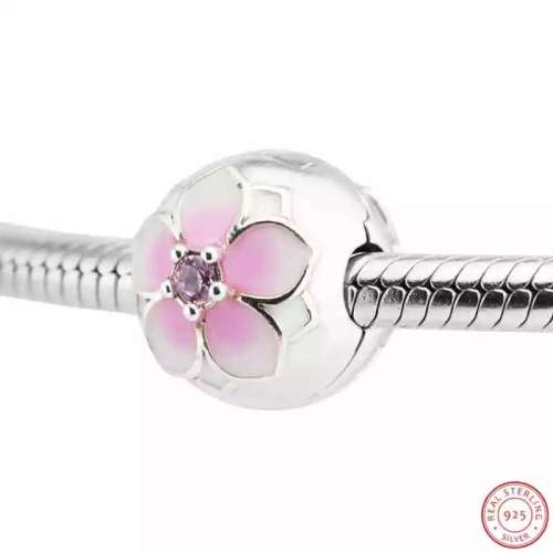 NEW 100% 925 Sterling Silver Magnolia Bloom Clip Charm