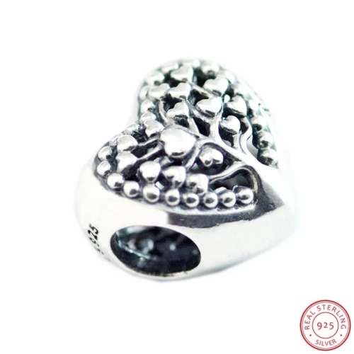 NEW 100% 925 Sterling Silver Flourishing Heart Charm
