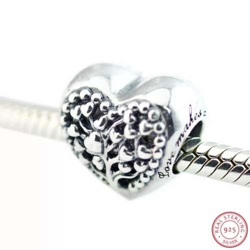 NEW 100% 925 Sterling Silver Flourishing Heart Charm