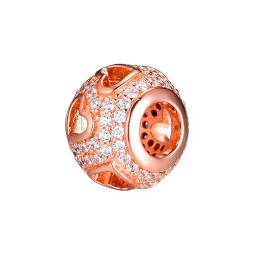 925 Sterling Silver Rose Gold Tumbling Hearts Charm