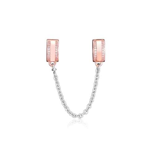 925 Sterling Silver Rose Safety Chain