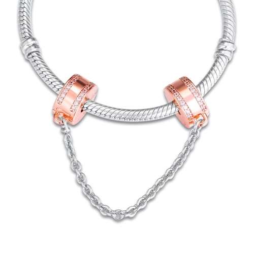 925 Sterling Silver Rose Safety Chain