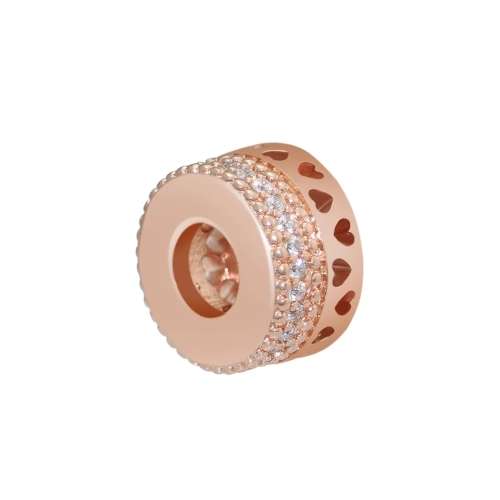 925 Sterling Silver Rose Hearts Signature Charm