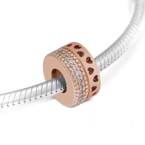 925 Sterling Silver Rose Hearts Signature Charm