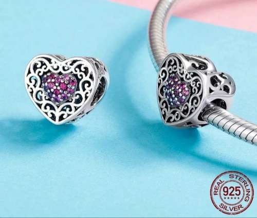 925 Sterling Silver Vintage Heart Charm