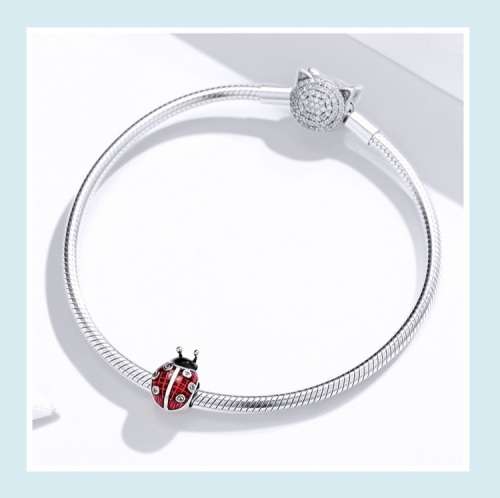 925 Sterling Silver Red Ladybug Charm