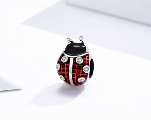 925 Sterling Silver Red Ladybug Charm