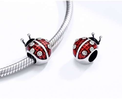 925 Sterling Silver Red Ladybug Charm