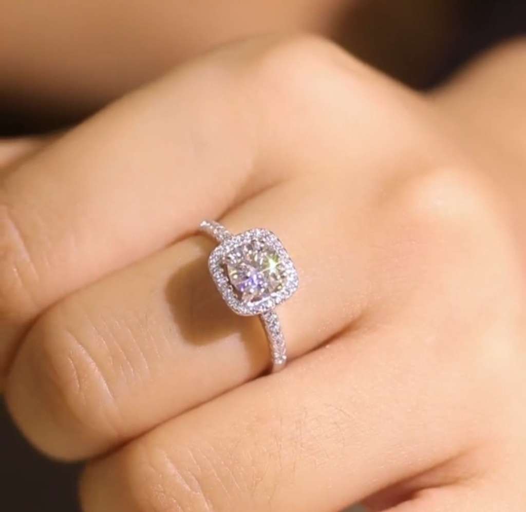 Sterling Silver S925 Classic Square Ring