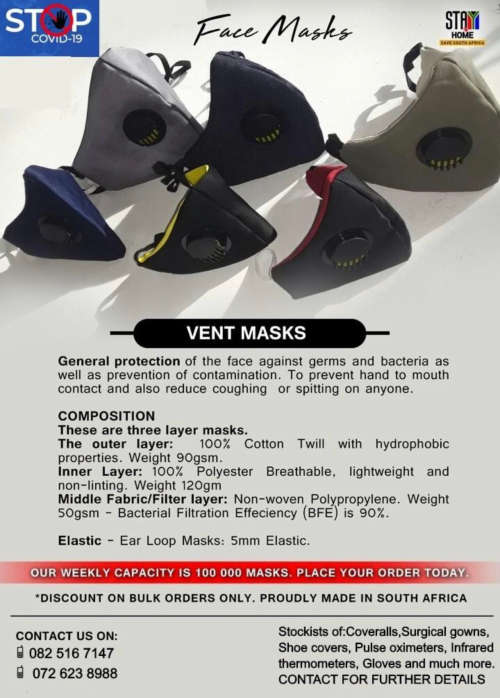 3ply Reusable Vented Face Masks