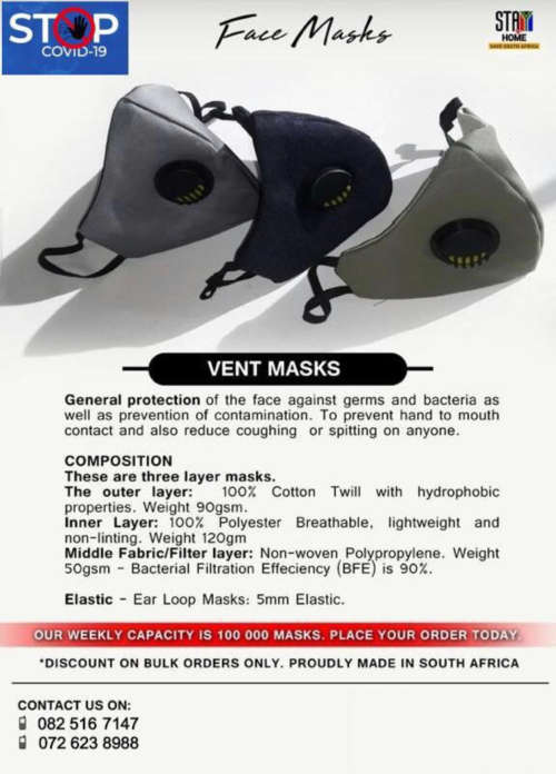 3ply Reusable Vented Face Masks