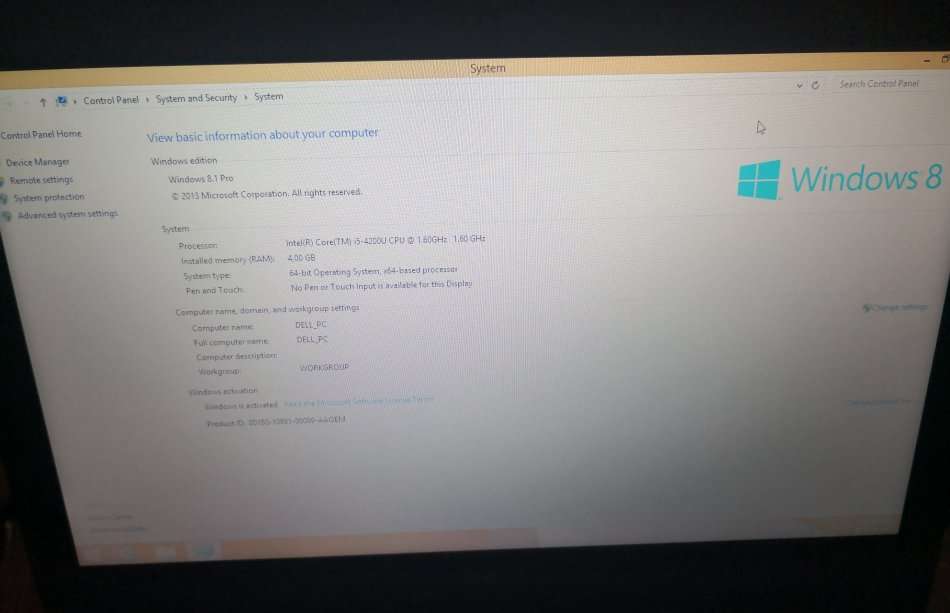 DELL LATITUDE 3440 4TH GENERATION CORE i5-4200U/14" SCREEN/ 4GB RAM/500GB HDD/WIN 8.1 PRO