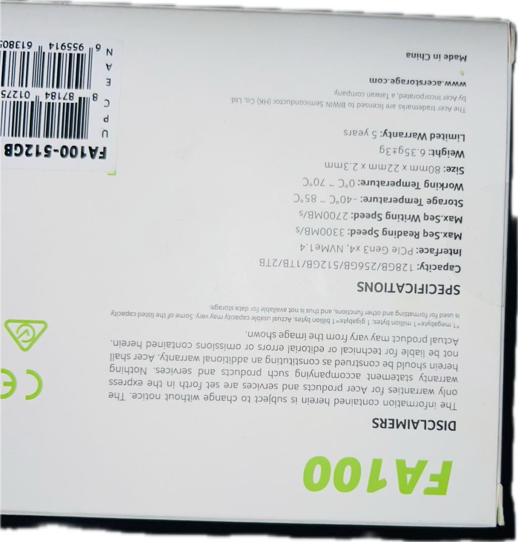 Acer 512GB NVMe M.2 Solid State Drive