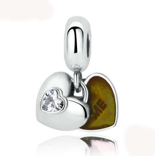 925 Silver Love Hearts Dangling Bead