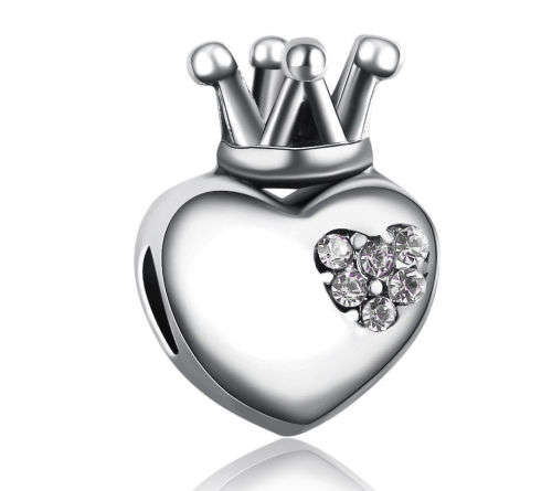 925 Silver Crown Heart Charm