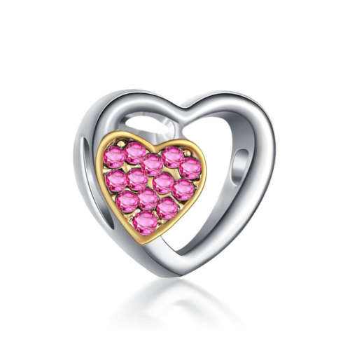 925 Silver Double Hart  Charm