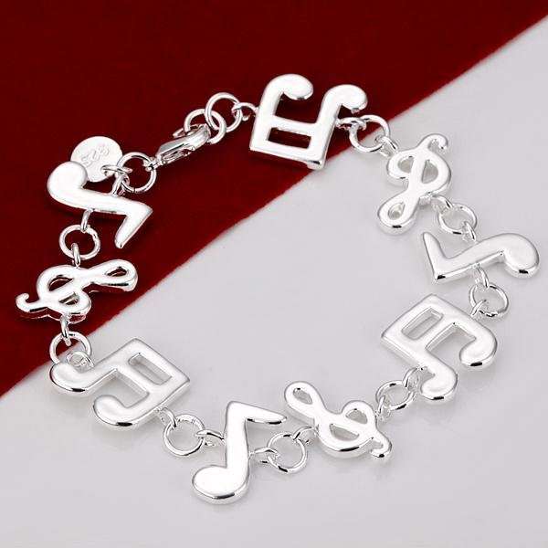 BEYOND STUNNING!!!! SILVER MUSIC CHARM LINK BRACELET